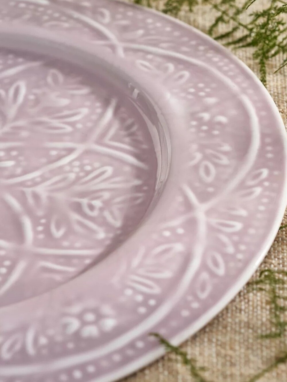 Anthropologie, Terrain Patterned Enamel Charger In Lilac